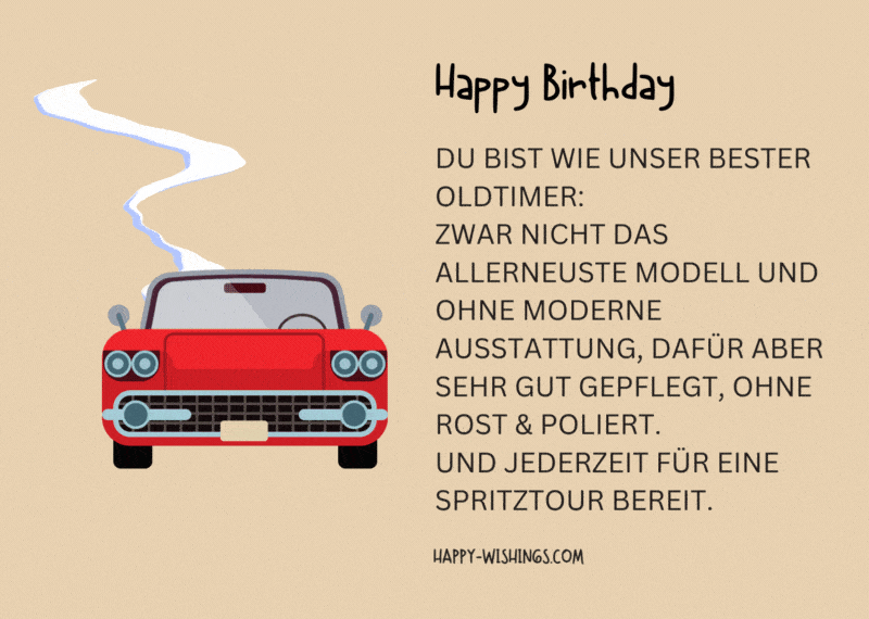Geburtstagskarte für humorvollen Mann, der Autos mag