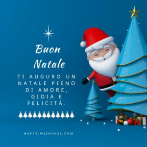 Schöner Weihnachtswunsch auf Italienisch auf Karte mit Nikolaus