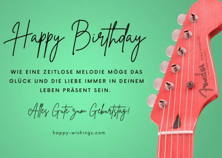 Geburtstagswunsch mit Gitarre auf grünem Hintergrund für Musikliebhaber