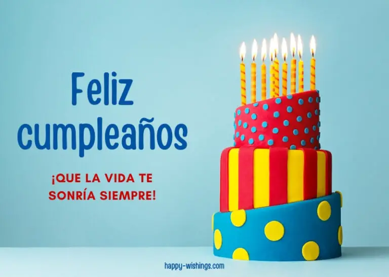 Spanische Geburtstagskarte mit Torte und blauem Hintergrund