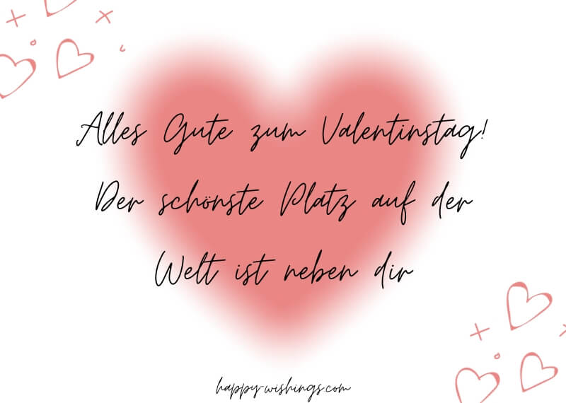 Valentinstagskarte mit rotem Herz auf weißem Hintergrund und schönem Spruch